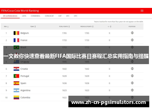 一文教你快速查看最新FIFA国际比赛日赛程汇总实用指南与提醒